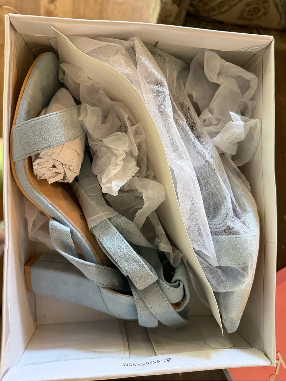 Allegra K Sky Blue Suede Block Heel Sandals for with Wrap Straps size 7